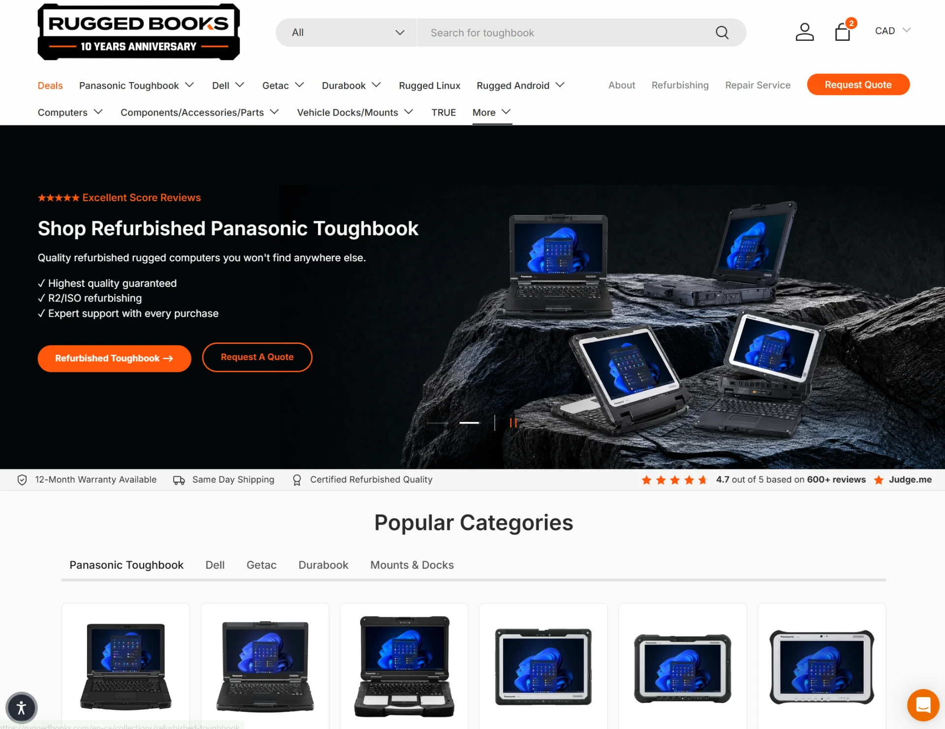 Rugged Books Shopify storefront screen 1