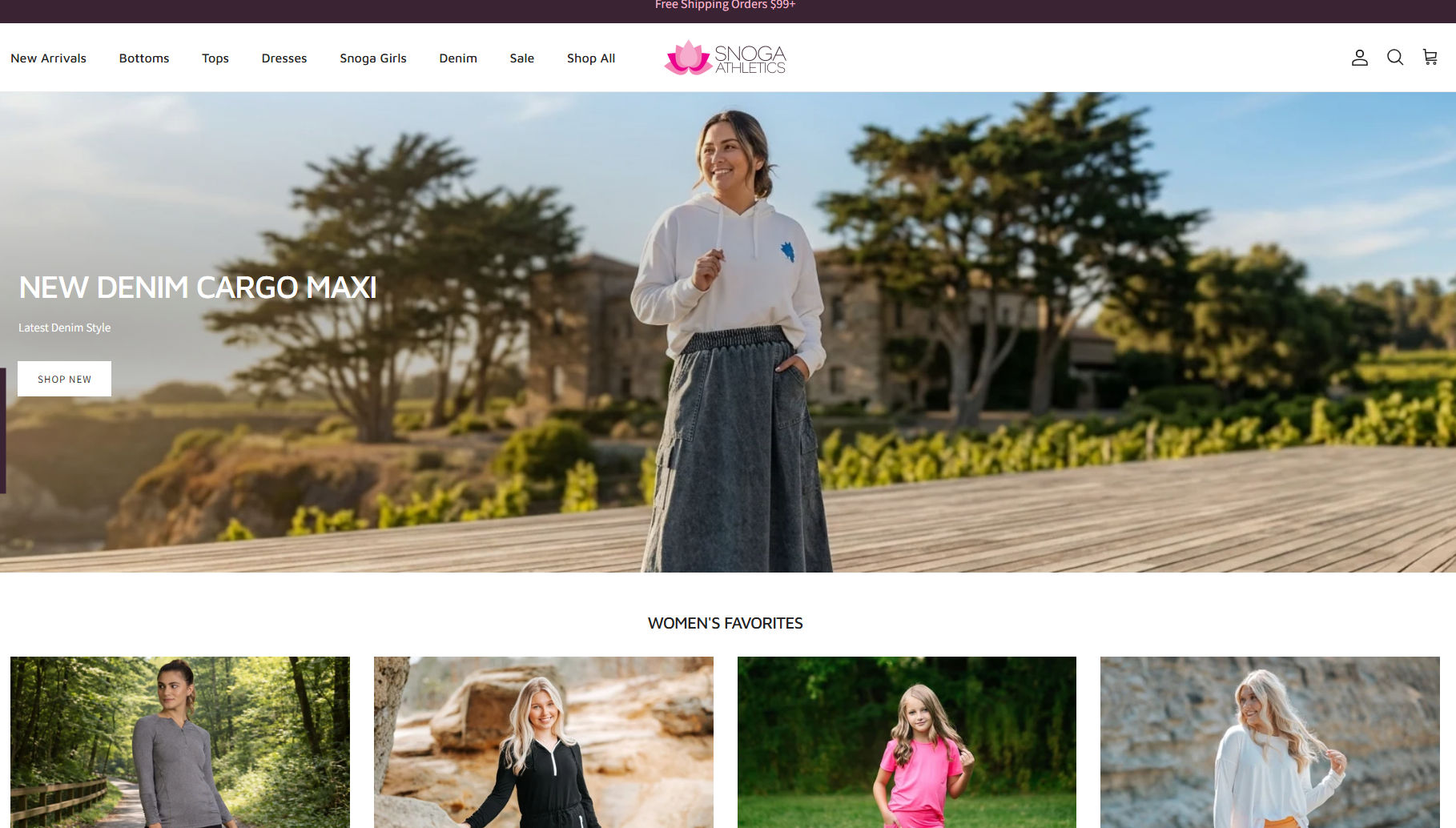 Snoga Athletics Shopify homepage